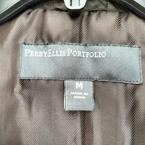 NWT Perry Ellis Portfolio M Gray Button Half Zip Wool Cashmere Jacket - Picture 5 of 7